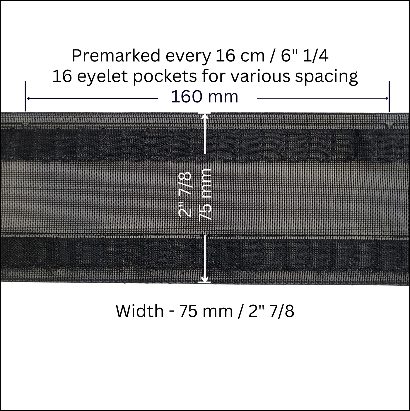 S-Fold Curtain Tape – Wave Header Tape for Ripple Curtains (Black)